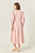 ENGLISH FACTORY V Neck Contrast Binding Midi Dress, Lined
