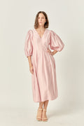 ENGLISH FACTORY V Neck Contrast Binding Midi Dress, Lined