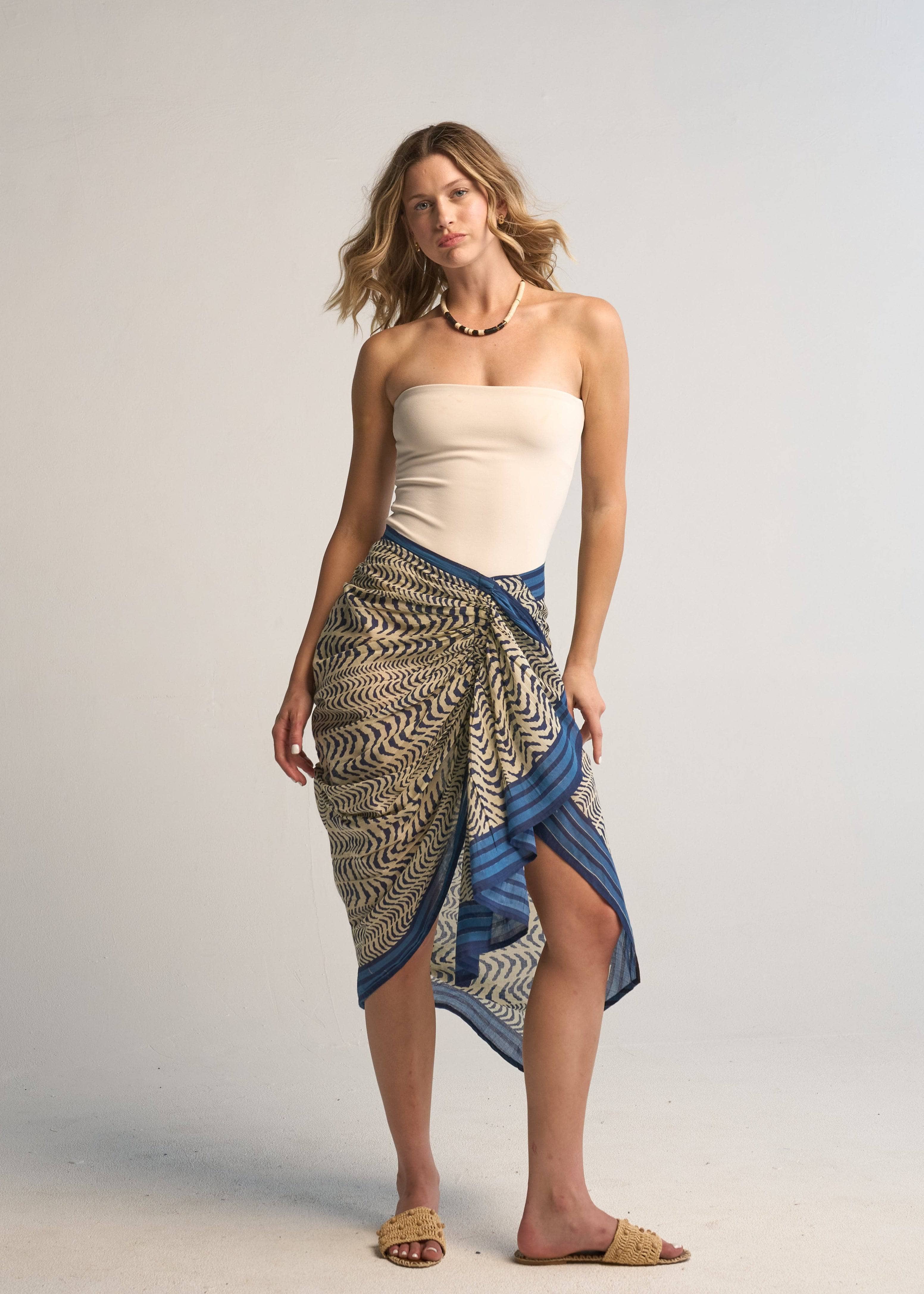Gemma Pareo Skirt 100% Cotton Turquoise Beach Wrap Skirt Flowy
