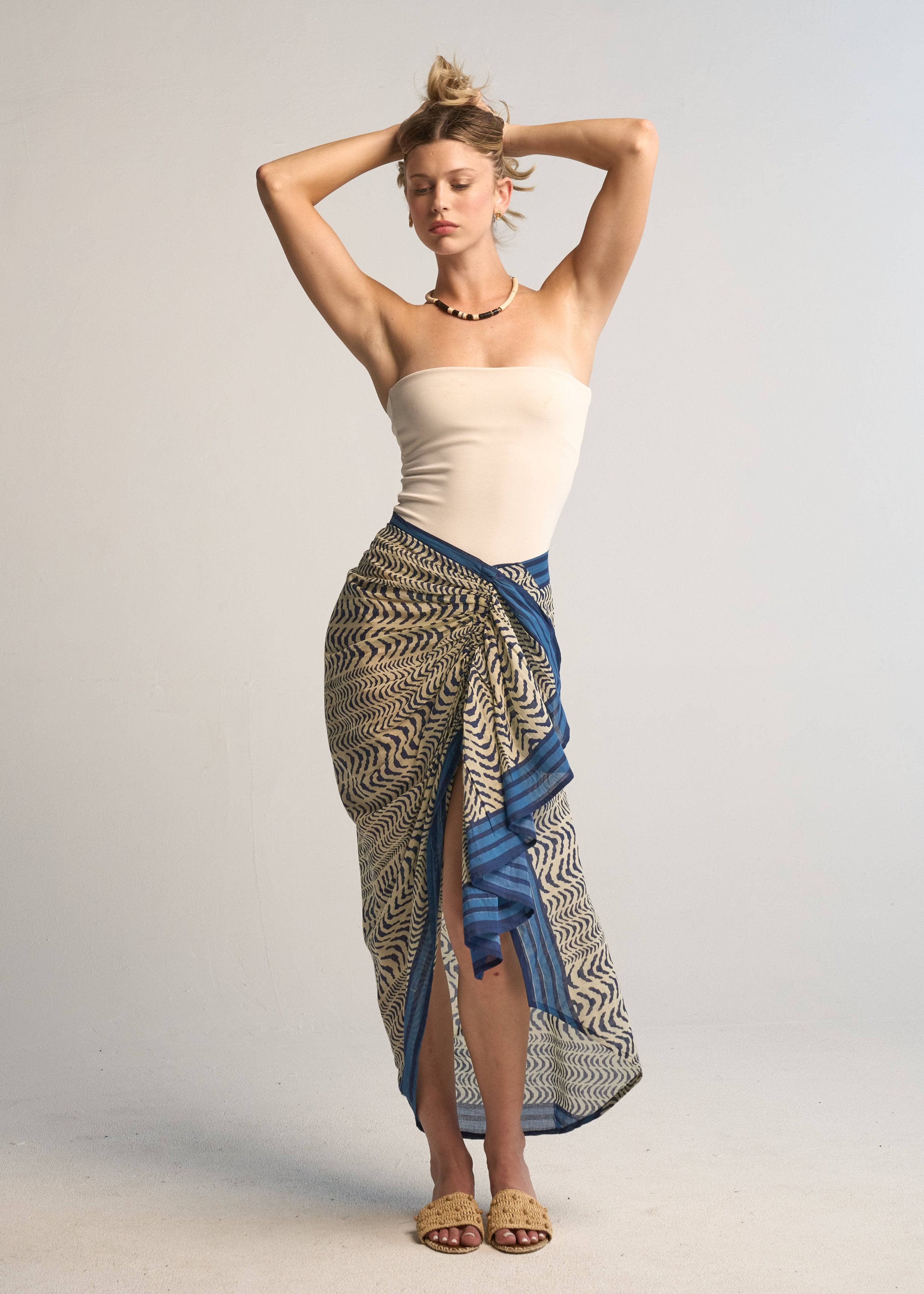 Gemma Pareo Skirt 100% Cotton Turquoise Beach Wrap Skirt Flowy