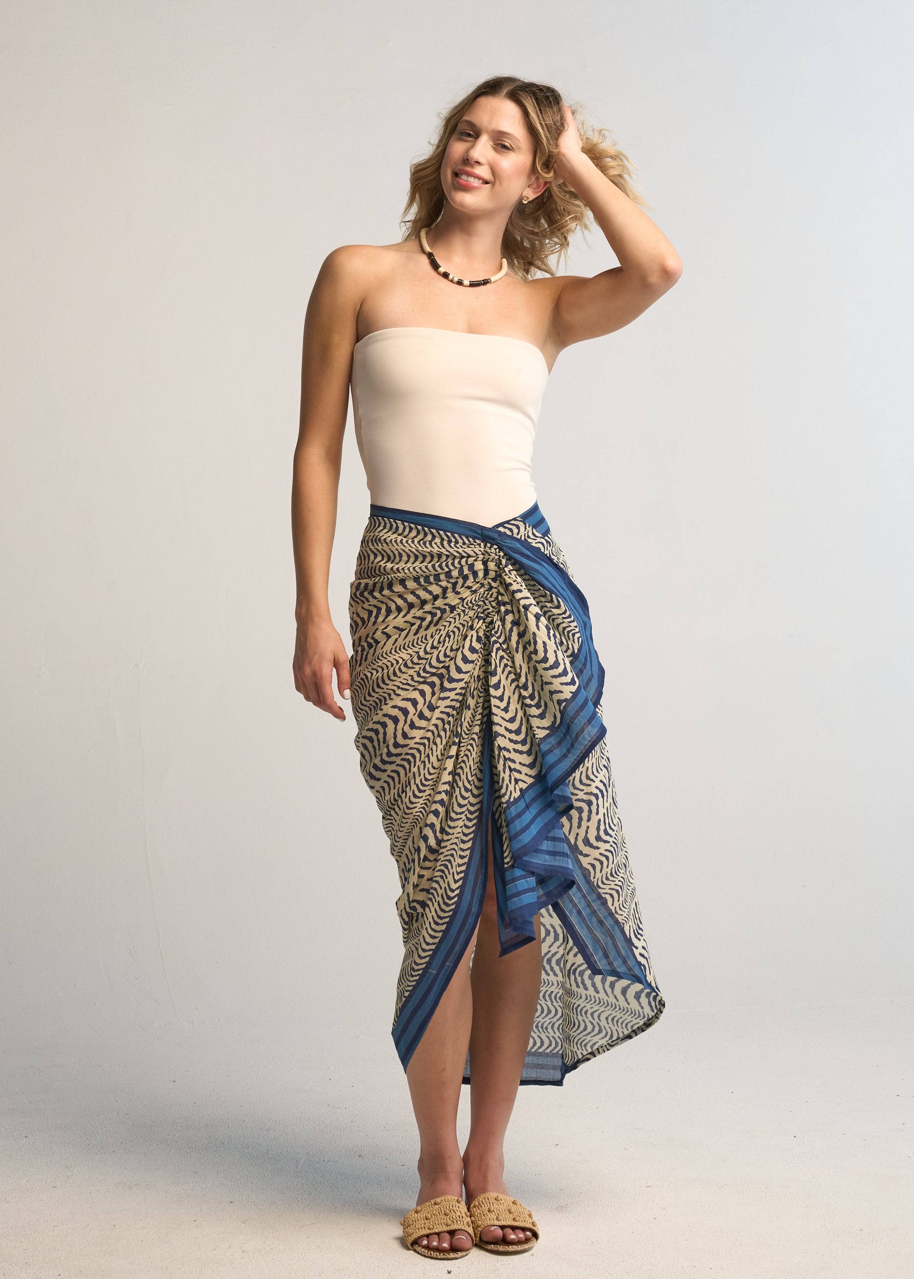 Gemma Pareo Skirt 100% Cotton Turquoise Beach Wrap Skirt Flowy