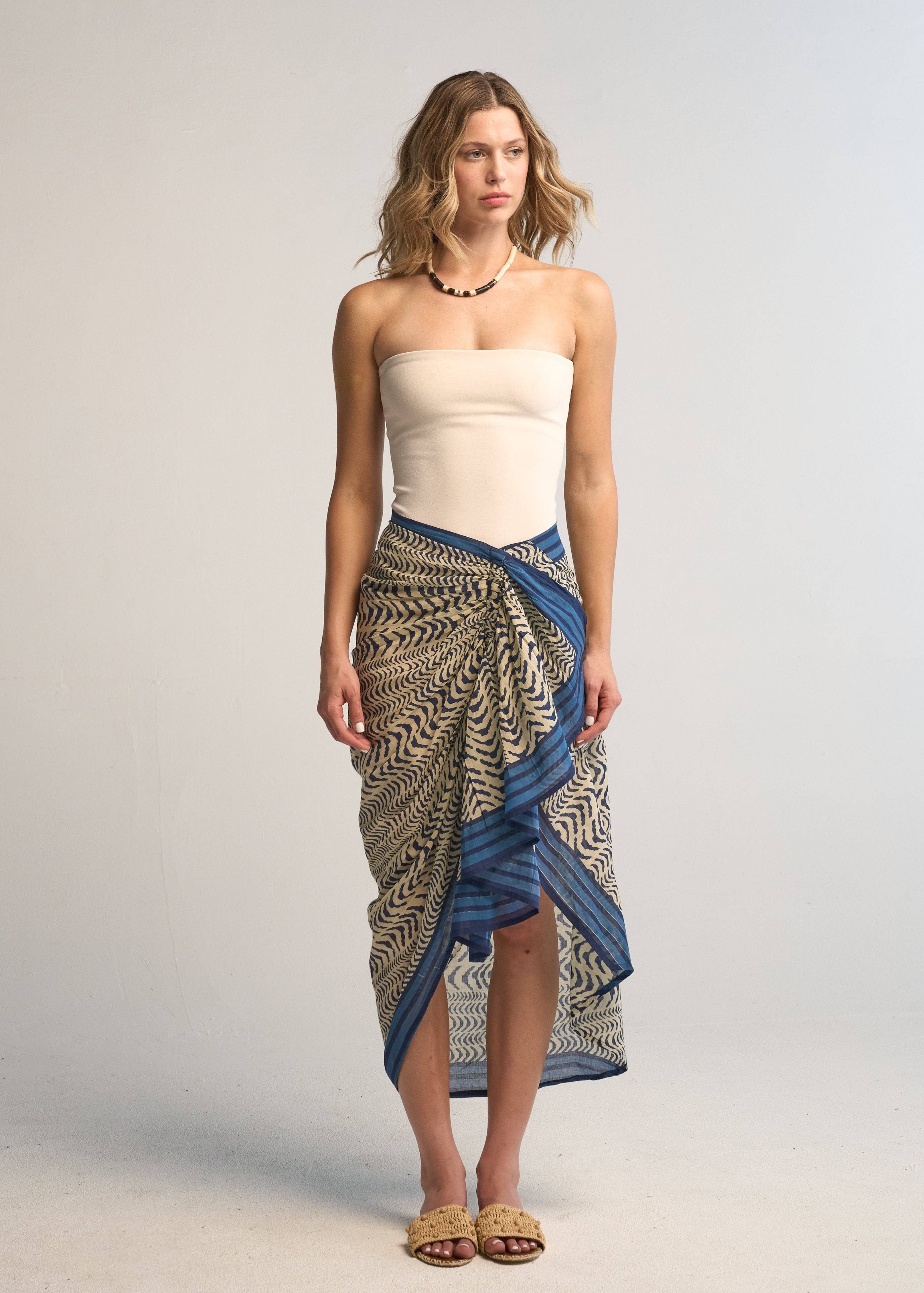 Gemma Pareo Skirt 100% Cotton Turquoise Beach Wrap Skirt Flowy
