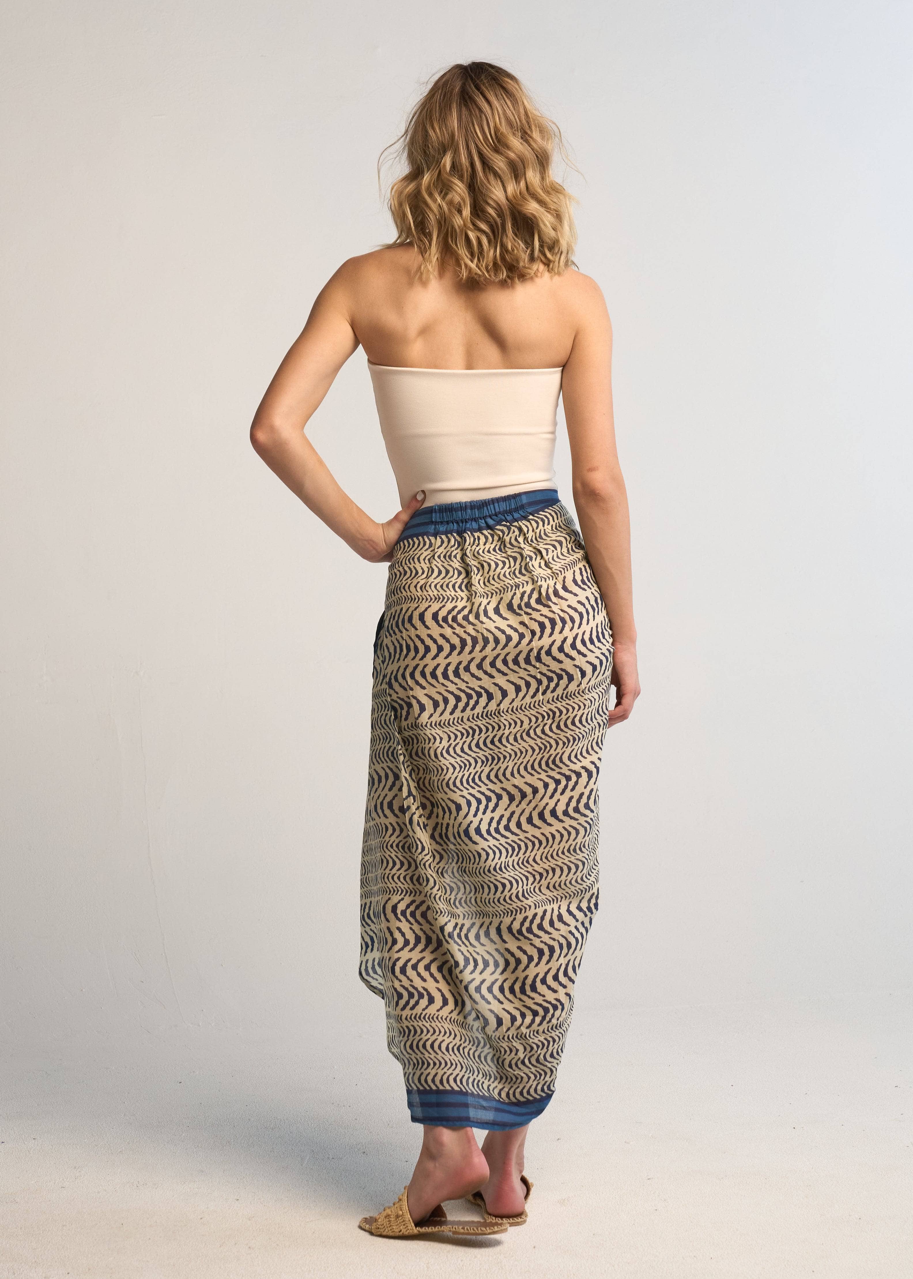Gemma Pareo Skirt 100% Cotton Turquoise Beach Wrap Skirt Flowy