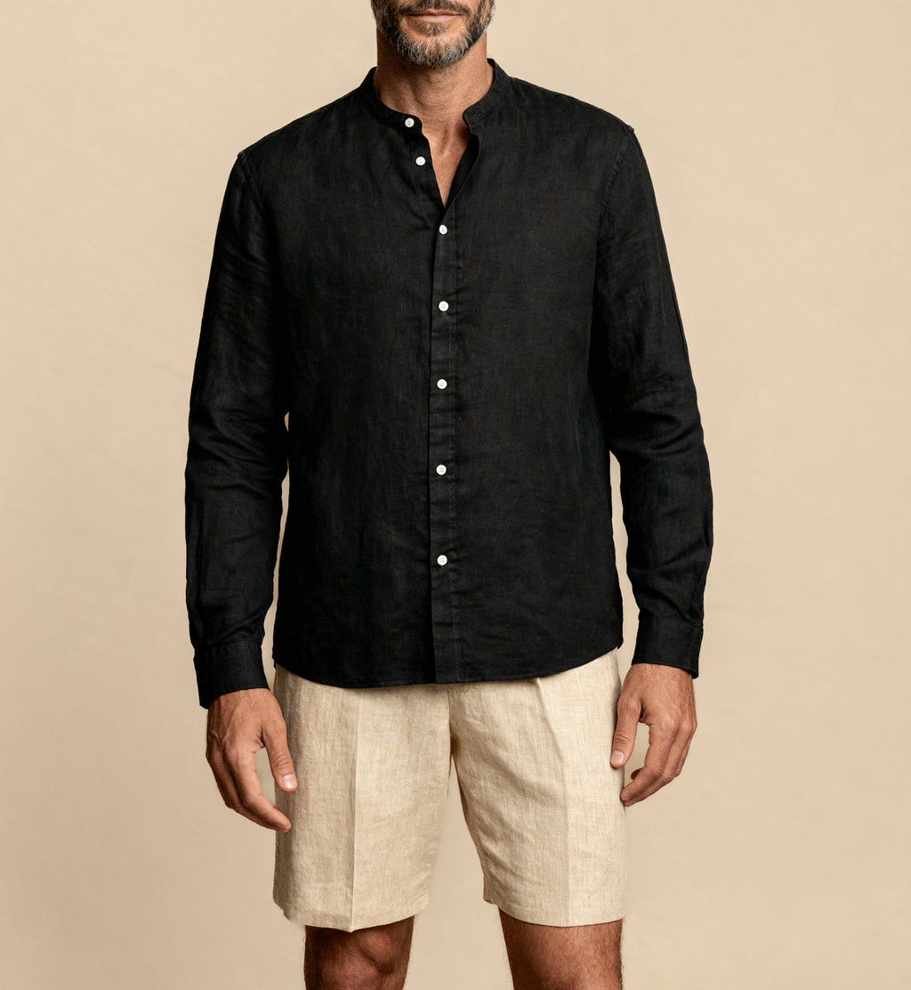 Apprivio- Solaro Linen Shirt Black
