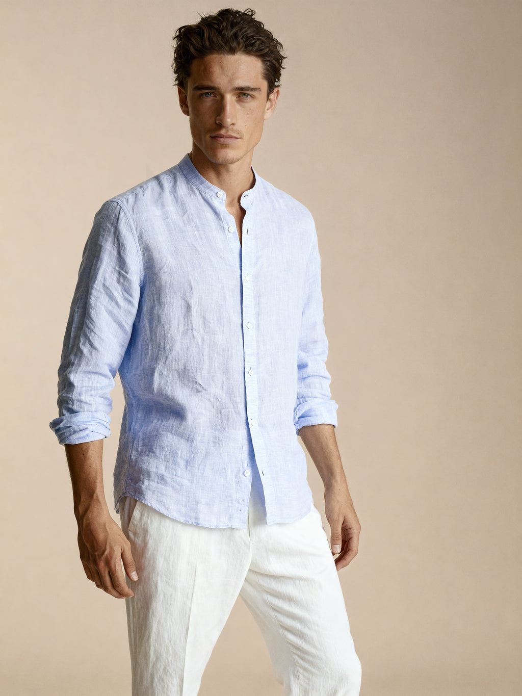 Apprivio- Solaro Linen Shirt Light Blue
