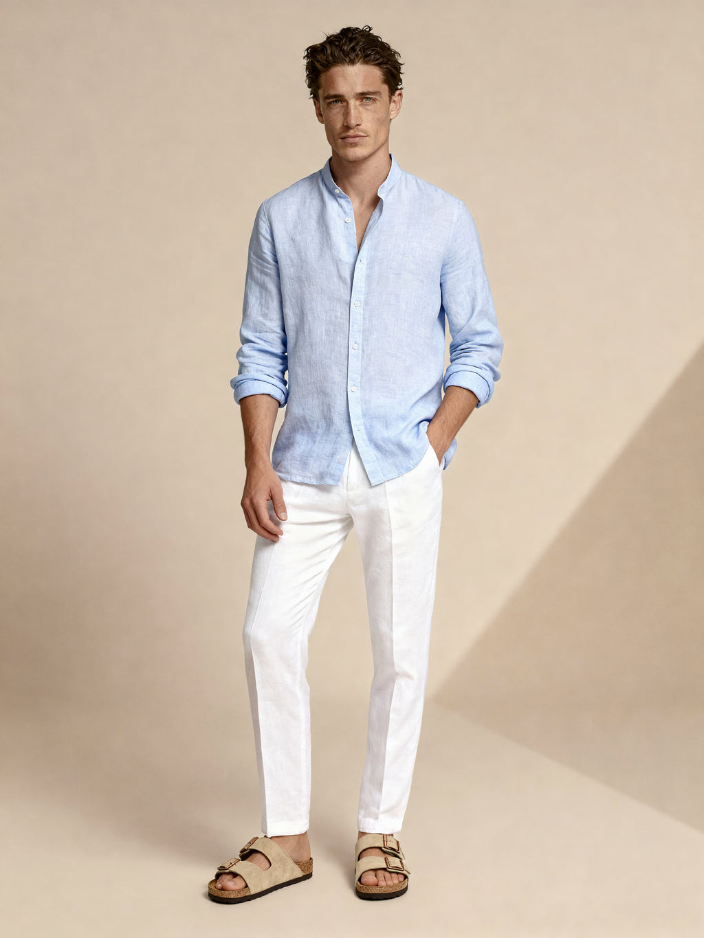 Apprivio- Solaro Linen Shirt Light Blue