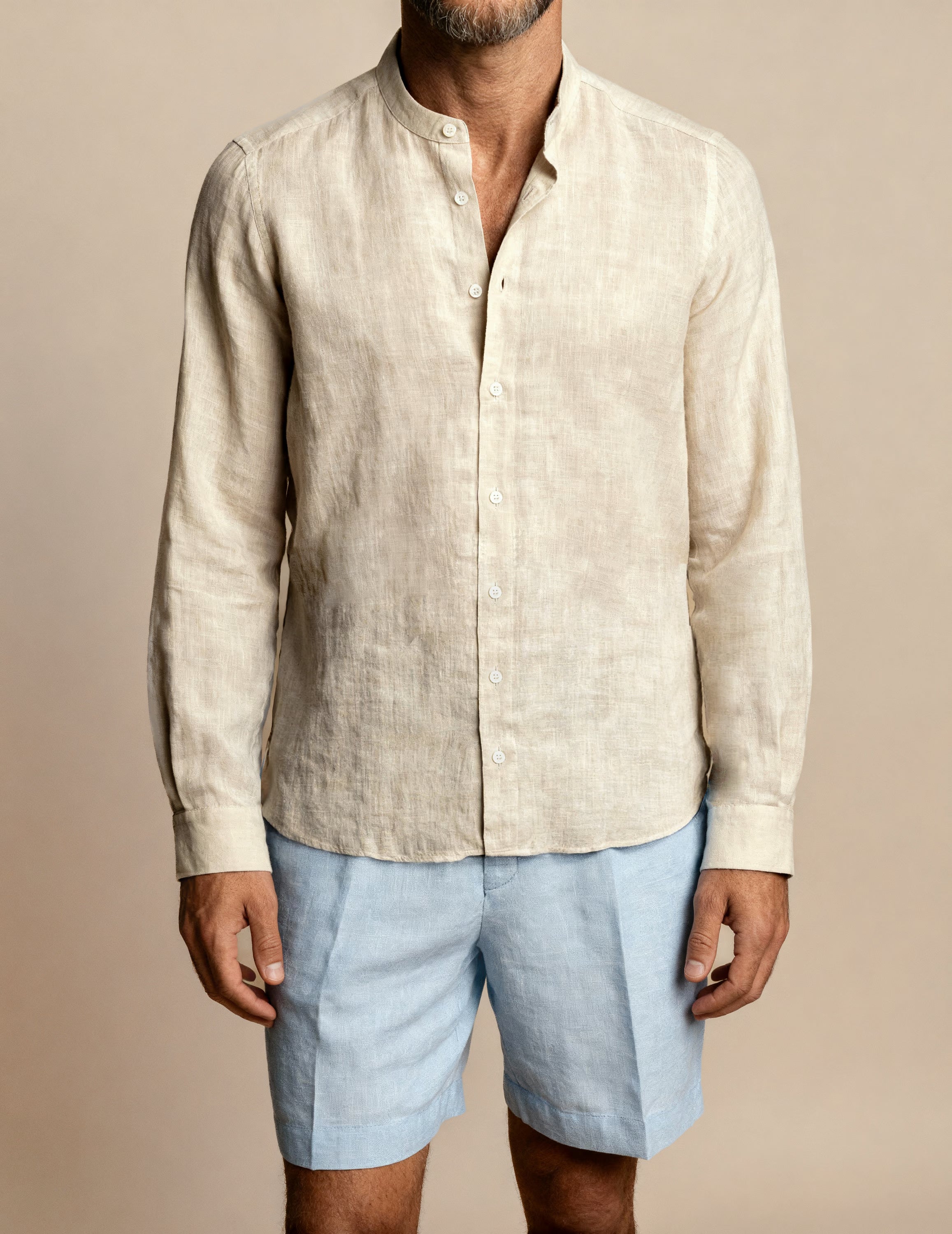 Рубашка льняная Apprivio-Solaro, натуральный цвет