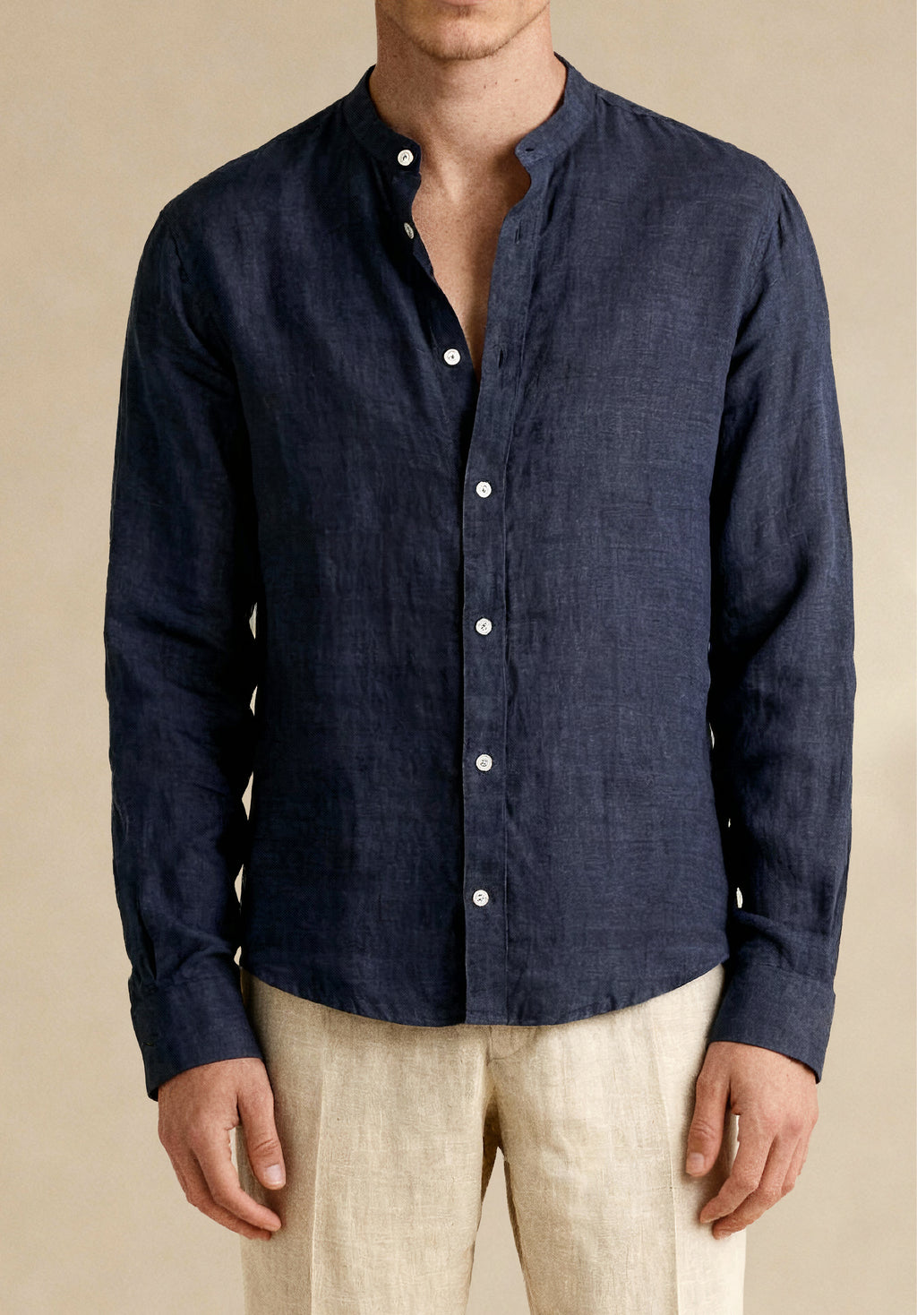 Apprivio-Solaro Linen Shirt Navy