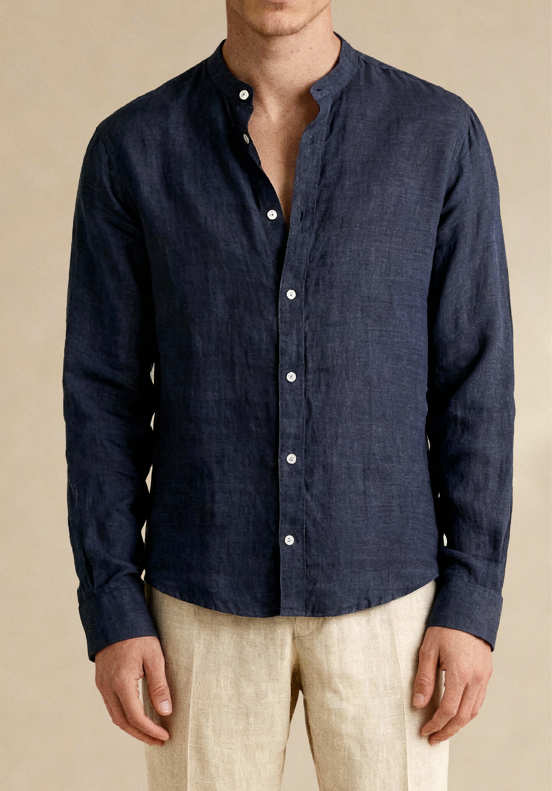 Льняная рубашка Apprivio-Solaro, темно-синяя