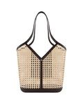 Sophie Chocolate Genuine Rattan Leather Tote Bag Dark Brown