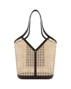Sophie Chocolate Genuine Rattan Leather Tote Bag Dark Brown