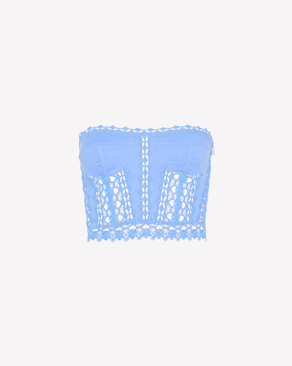 Charo Ruiz Cotton Voile Bustier with Guipure Lace Cups