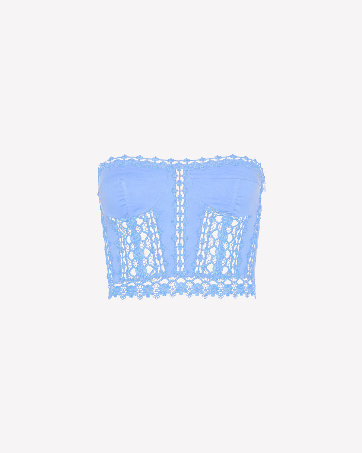 Charo Ruiz Cotton Voile Bustier with Guipure Lace Cups