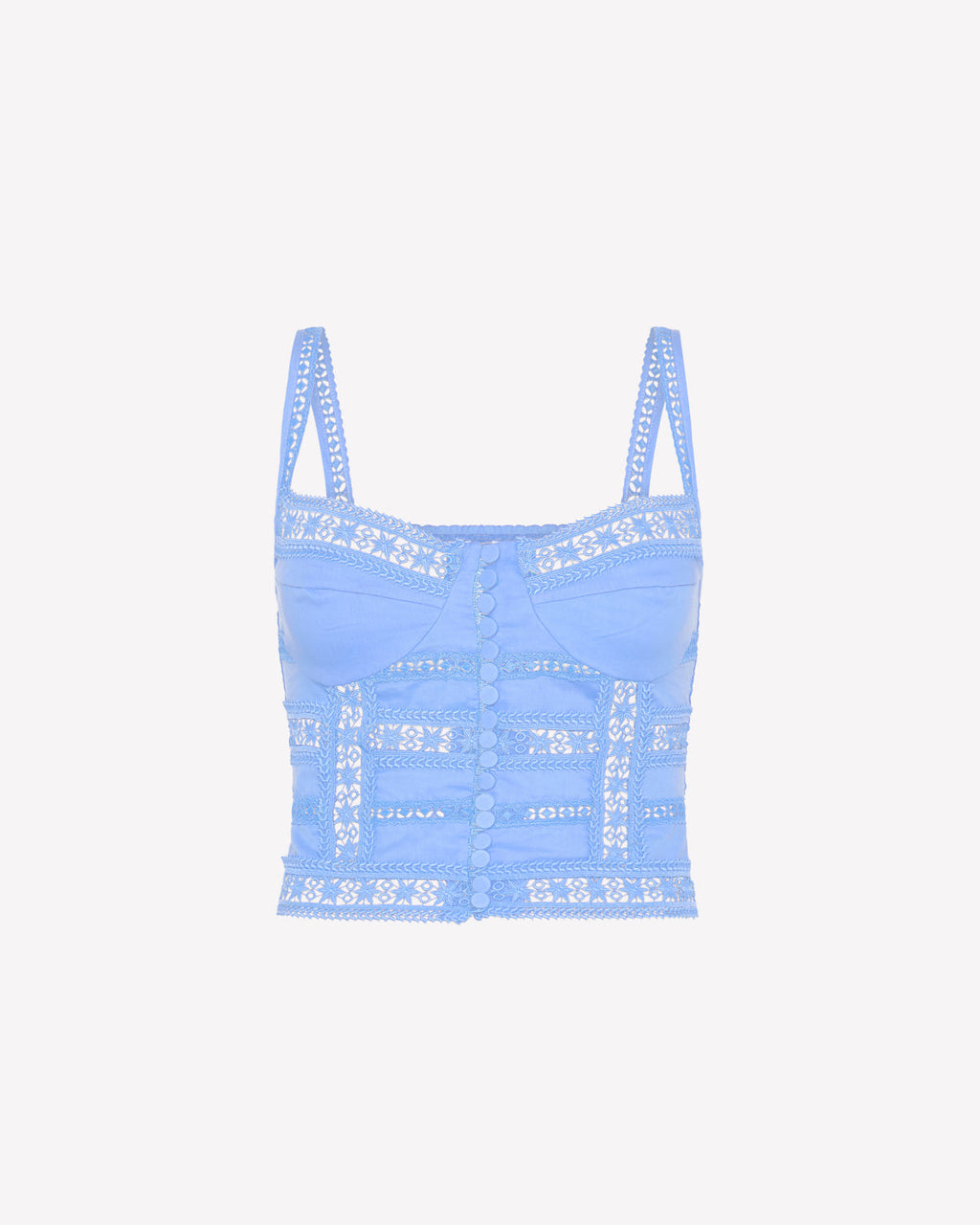 Top Breth Lace Guipure Corset Style Adjustable Front Button Top