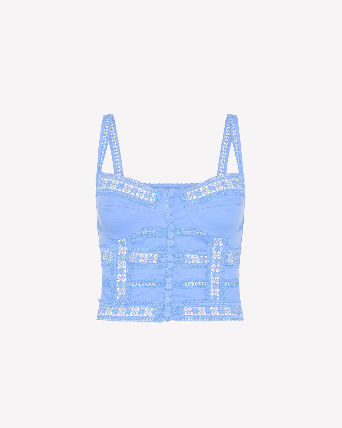 Top Breth Lace Guipure Corset Style Adjustable Front Button Top