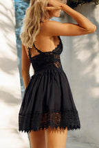 Vestido corto Marilyn Princess Cut Heart-Neck Lace Trim Dress