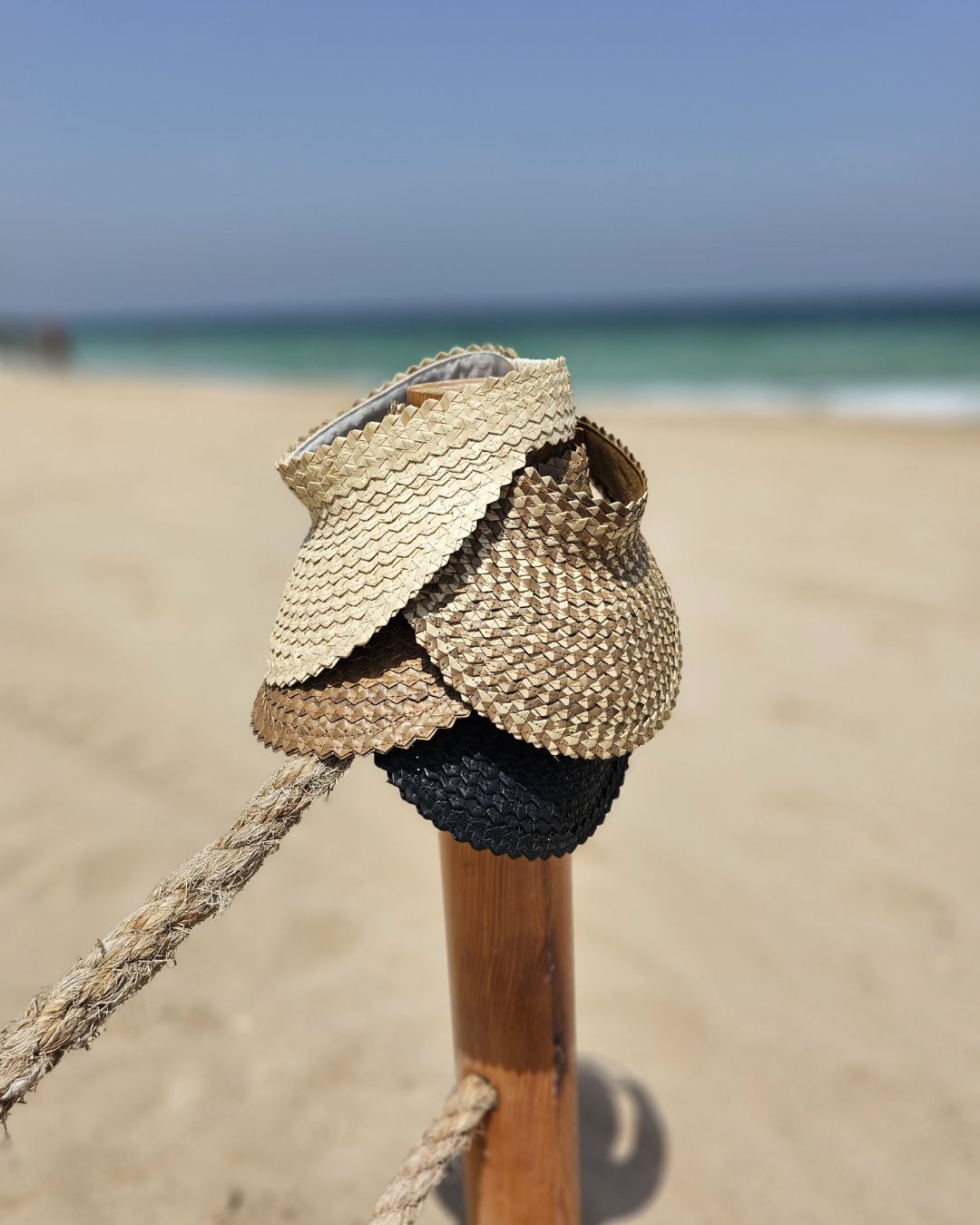 Visor Brown Handmade Pandan Leaf Sun Visor with Elastic Lining