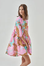 Alcala Linen Dress - Aquarela Oversized Relaxed Short Puff Raglan