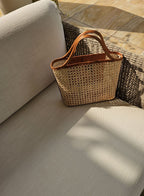 Bailey Rattan & Leather Tote – Caramel by OhSun