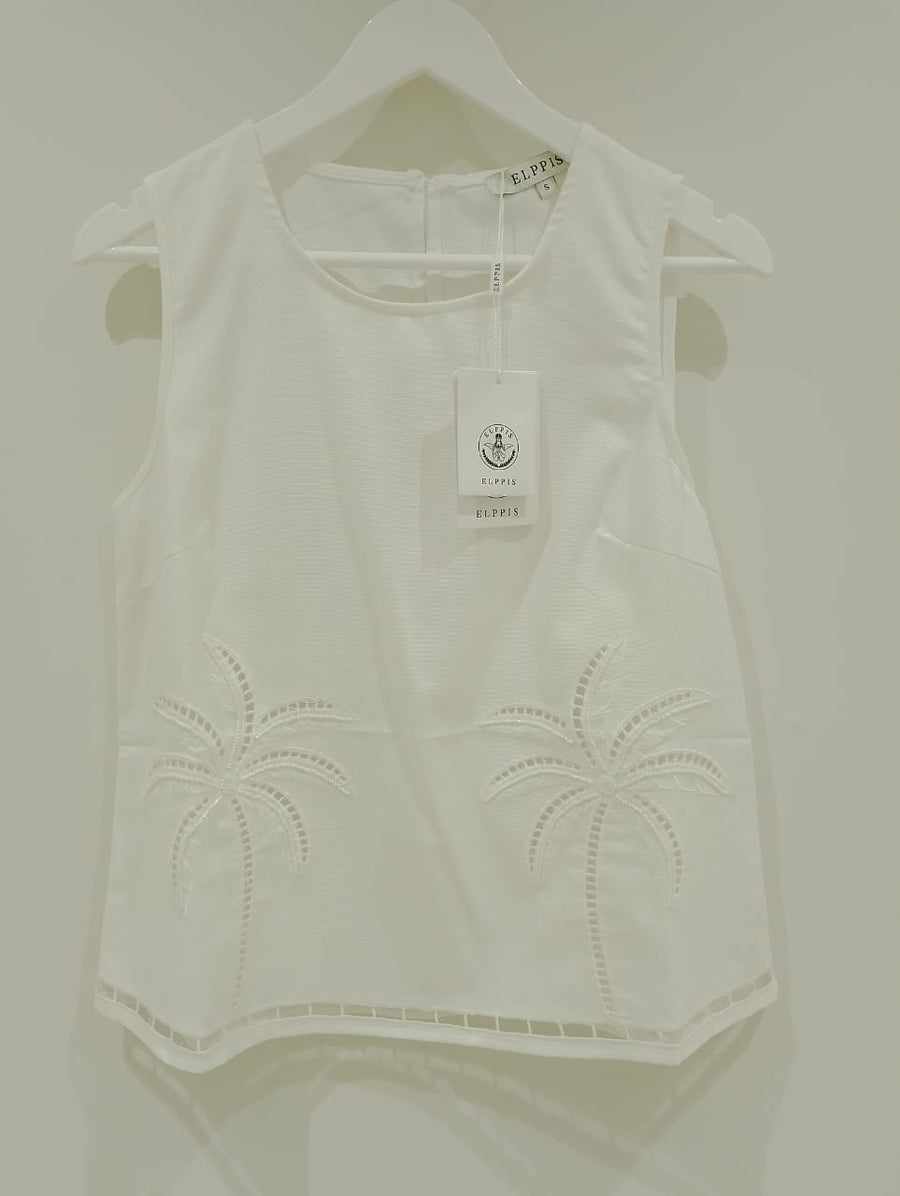 Palm Embroidered Top – White by Elppis