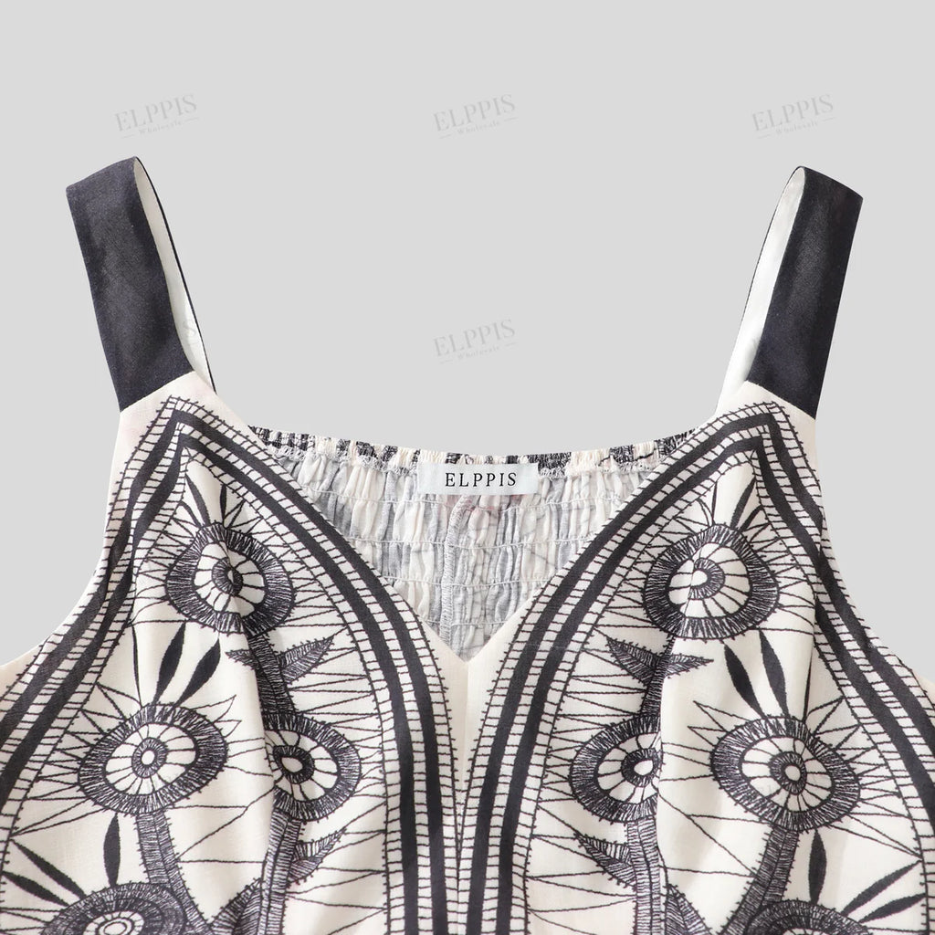 Positioned Print Court Style Slip Dress