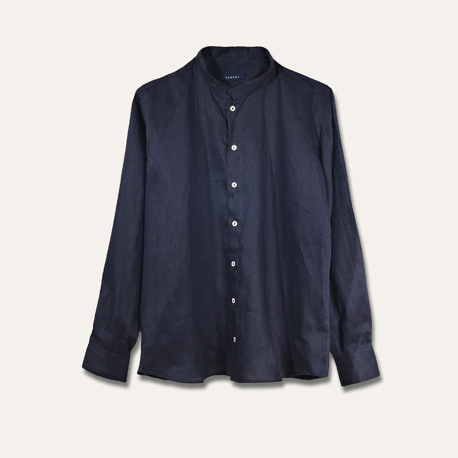 Casual Linen Shirt – Navy by Kampos