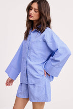Wholesale Stripe Cotton Shirt Relaxed Fit Oversized Front Pockets