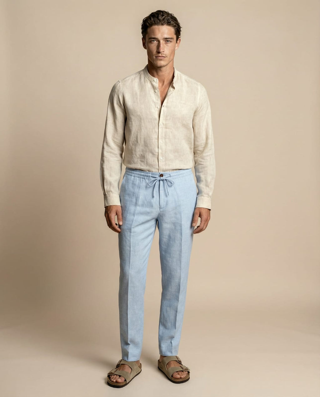 Apprivio- Dante Linen Trousers - Blue