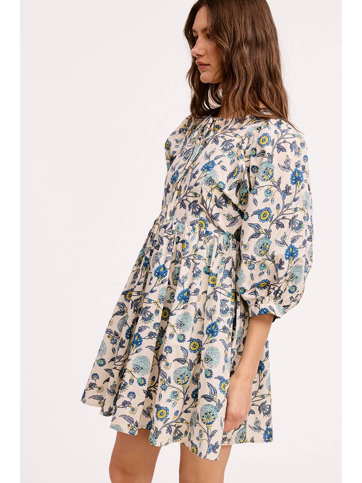 Wholesale Bohemian Print Mini Dress Lightweight Paisley A-Line Sundress