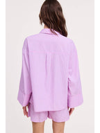 Wholesale Pink Stripe Cotton Shirt Relaxed Fit Oversized Pockets