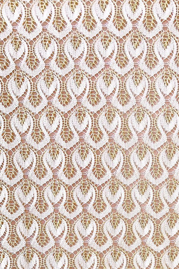 White Metallic Knit Open-Front Coverup with Tassels and Metallic Thread