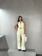 Butterfly Linen Top & Pants Set – Yellow by Cecile Hob