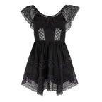 Vestido Corto Vaiana Off-Shoulder Bardot Guipur Volant Asymmetric Skirt