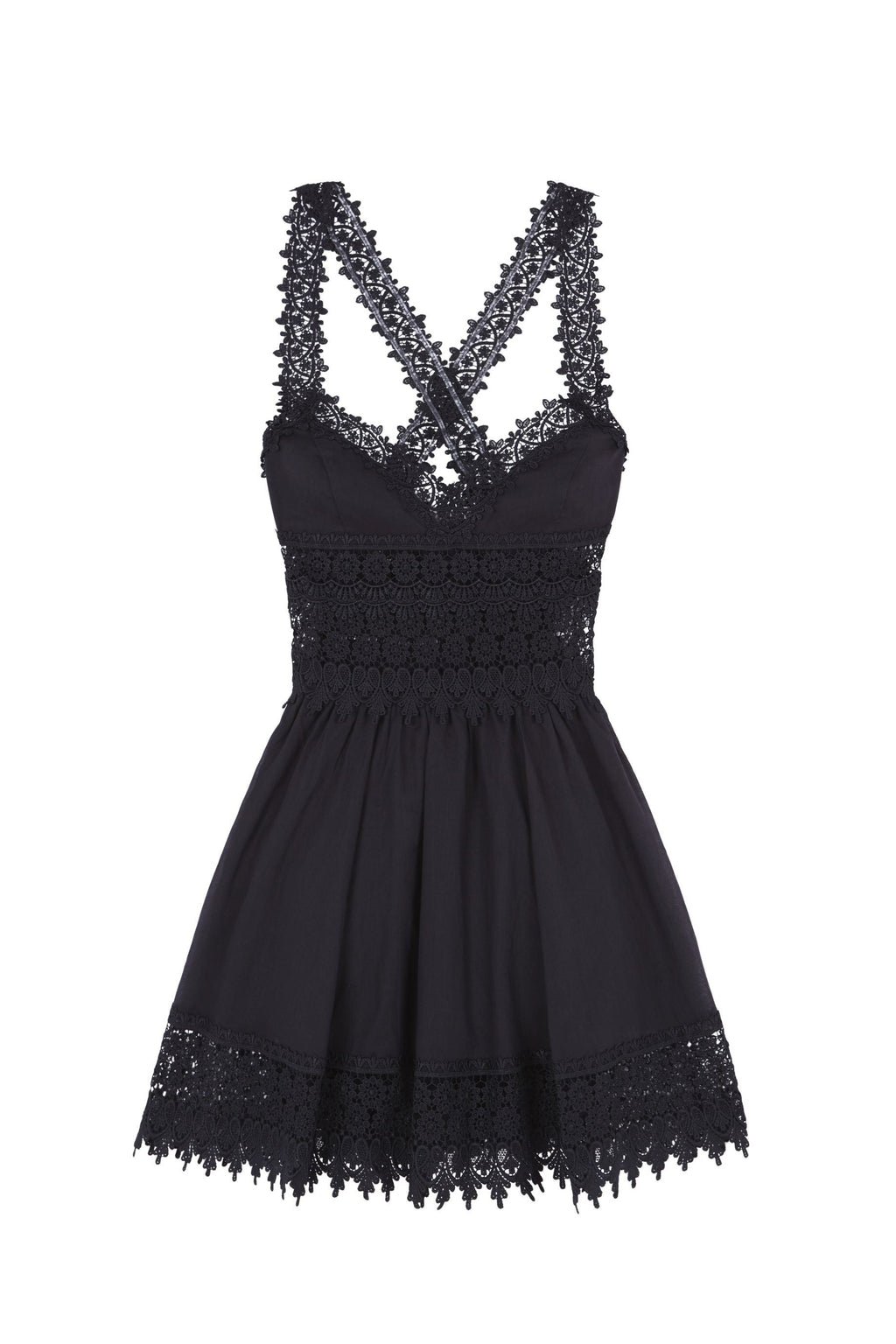 Vestido corto Marilyn Princess Cut Heart-Neck Lace Trim Dress