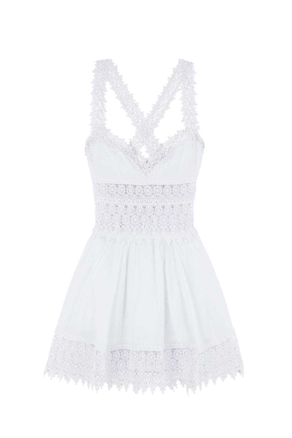 Vestido corto Marilyn Princess Cut Heart-Neck Lace Trim Dress