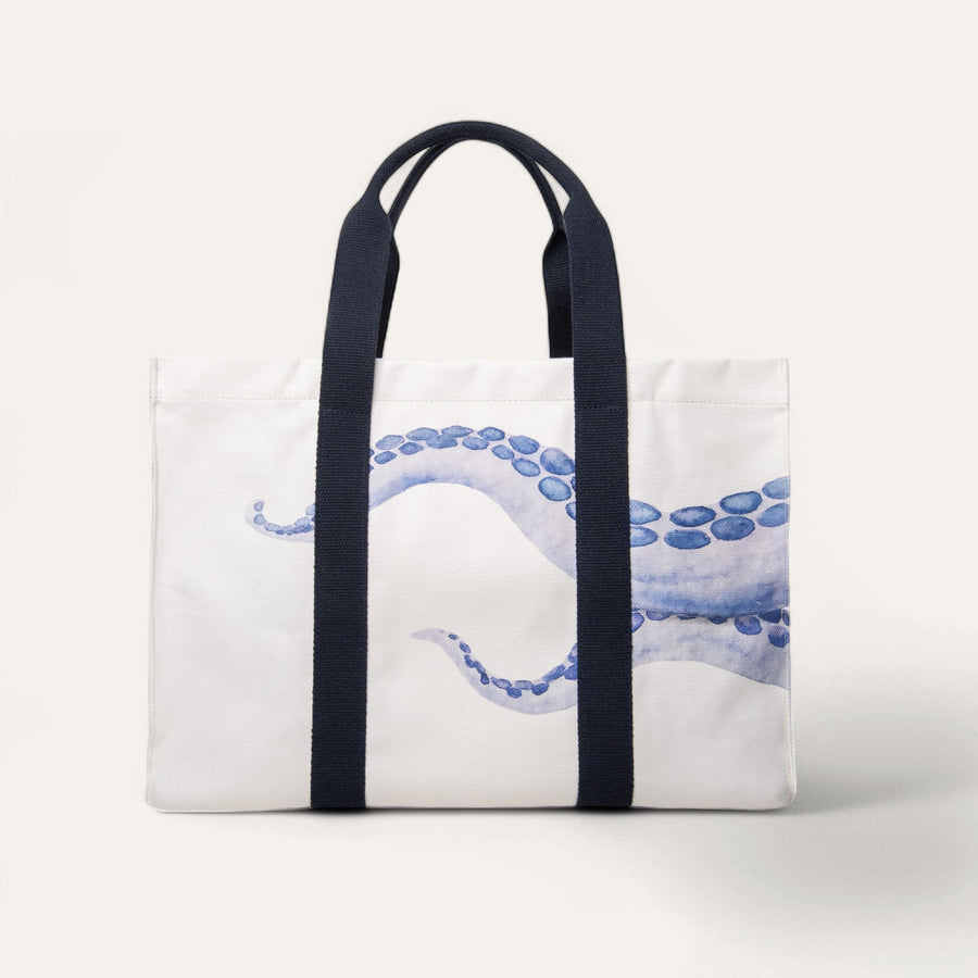 Large Octopus Print Beach Tote – Navy by Kampos