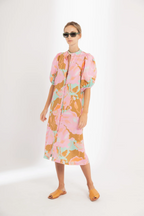 Bubble Linen Dress Aquarela 100% Organic Linen A-line Midi Dress