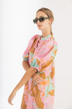 Bubble Linen Dress Aquarela 100% Organic Linen A-line Midi Dress