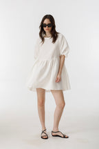 Alcala Linen Dress - White Oversized Organic Linen Mini Dress