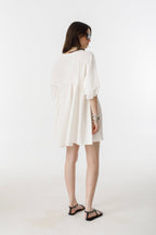 Alcala Linen Dress - White Oversized Organic Linen Mini Dress