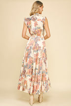 FLORAL PRINT TIERED MAXI DRESS